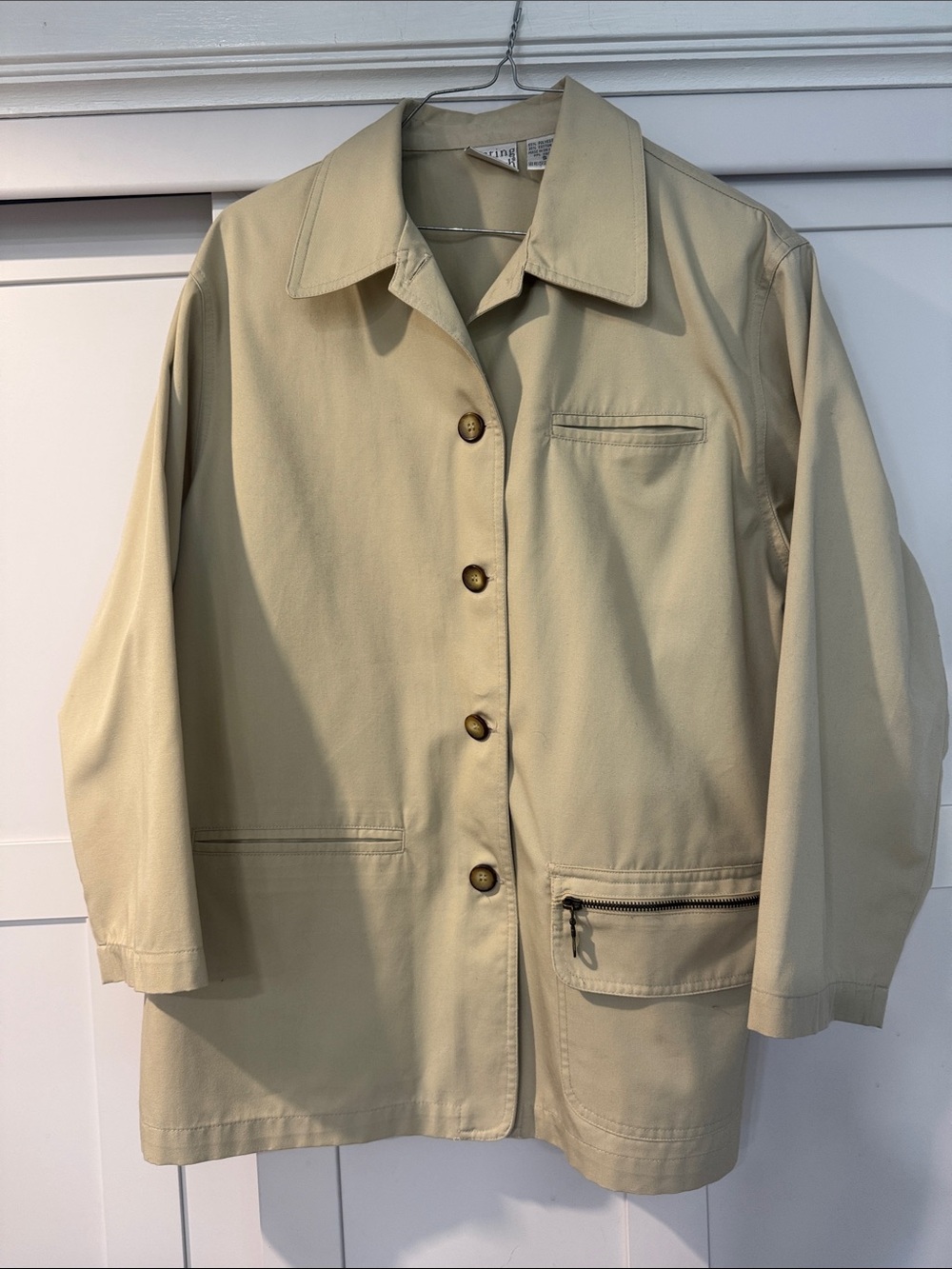 Vintage Women's Beige Button-Front Jacket light chore coat barn coat sport coat
